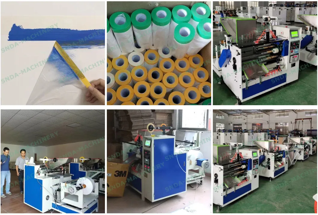 HDPE Pre-Taped Masking Film Against Paint Spraying in Roll Rewinding Machine for Automotive Painting Covering